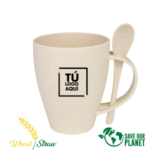 Mug de caña de Trigo con Cuchara 400cc