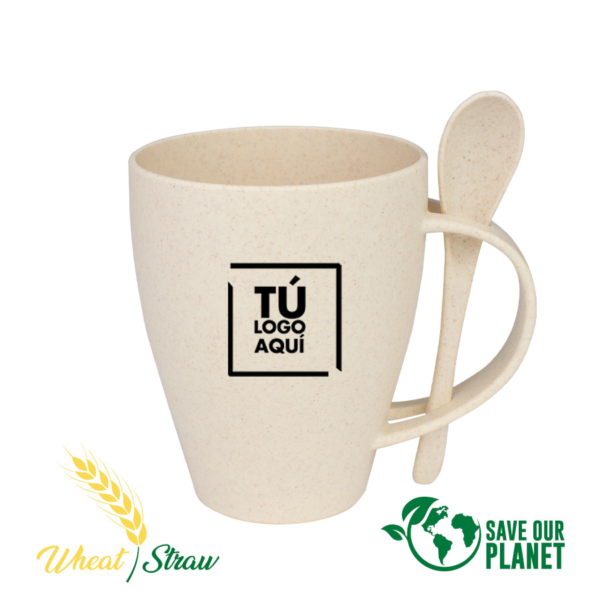 Mug de caña de Trigo con Cuchara 400cc